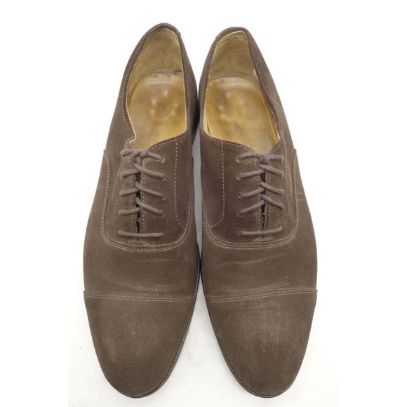 Polo Ralph Lauren Italy Brown Suede Lace Up Cap Toe Oxfords Shoes Men's 11 D - Picture 2 of 11